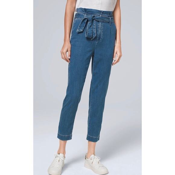 WHBM Tencel Denim Paperbag-Waist High Rise Ankle - Picture 4 of 12